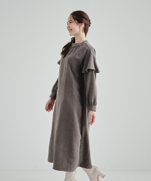 DRESKIP（ドレスキップ）の「◆【S-LL】大人の甘めコーデに お袖フリルワンピース（ワンピース・レディース・ブラウン系その他/ブラック/ベージュ・04/02/03/01）」の12枚目の写真