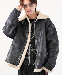 SIDEWAY STANCE（サイドウェイスタンス）の「【SIDEWAY STANCE】フェイクムートン B-3 ジャケット（ムートンコート）」