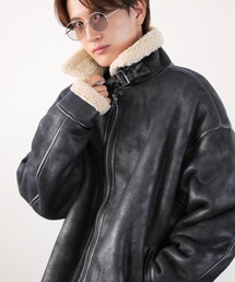 SIDEWAY STANCE（サイドウェイスタンス）の「【SIDEWAY STANCE】フェイクムートン B-3 ジャケット（ムートンコート）」
