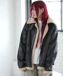 SIDEWAY STANCE（サイドウェイスタンス）の「【SIDEWAY STANCE】フェイクムートン B-3 ジャケット（ムートンコート）」