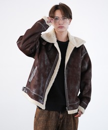 SIDEWAY STANCE（サイドウェイスタンス）の「【SIDEWAY STANCE】フェイクムートン B-3 ジャケット（ムートンコート）」