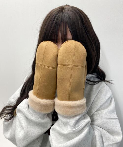 WEGO（ウィゴー）の「WEGO/フェイクムートンミトングローブ（手袋・レディース・ベージュ・FREE）」の3枚目の写真