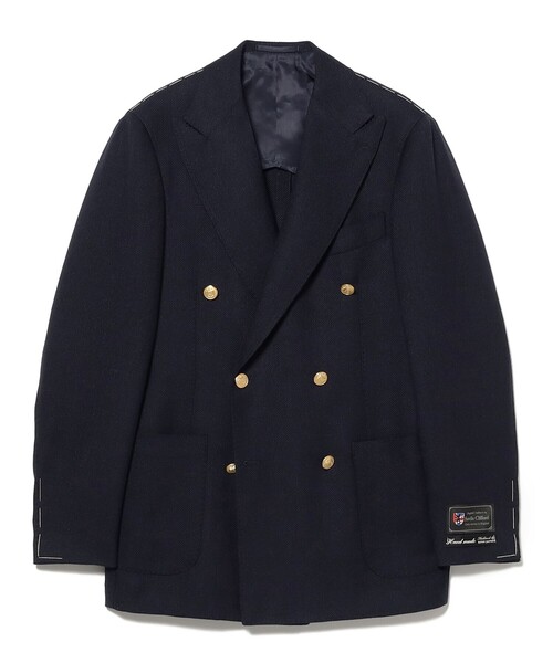 BEAMS F(ビームスエフ)の「HANDMADE SAVILE CLIFFORD ウールモヘヤ ダブルブレスト ブレザー(テーラードジャケット・メンズ・ネイビー・44/50/48/46)」の2枚目の写真