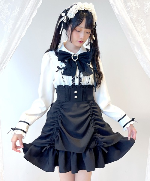 DearMyLove(ディアマイラブ)の「ドロストフリルスカート(スカート・レディース・ブラック/ブラック×レッド/ブラック×ブルー・MEDIUM/LARGE/3L/LL)」の2枚目の写真