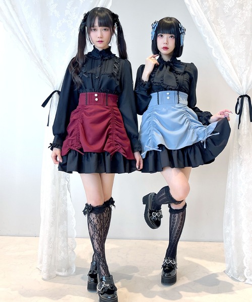 DearMyLove(ディアマイラブ)の「ドロストフリルスカート(スカート・レディース・ブラック/ブラック×レッド/ブラック×ブルー・MEDIUM/LARGE/3L/LL)」の6枚目の写真