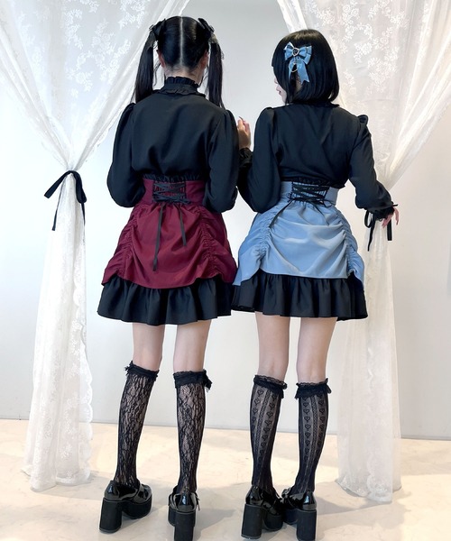 DearMyLove(ディアマイラブ)の「ドロストフリルスカート(スカート・レディース・ブラック/ブラック×レッド/ブラック×ブルー・MEDIUM/LARGE/3L/LL)」の7枚目の写真
