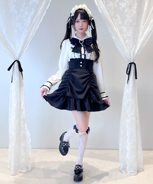 DearMyLove(ディアマイラブ)の「ドロストフリルスカート(スカート・レディース・ブラック/ブラック×レッド/ブラック×ブルー・MEDIUM/LARGE/3L/LL)」の4枚目の写真