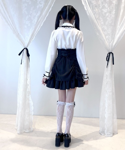 DearMyLove(ディアマイラブ)の「ドロストフリルスカート(スカート・レディース・ブラック/ブラック×レッド/ブラック×ブルー・MEDIUM/LARGE/3L/LL)」の5枚目の写真