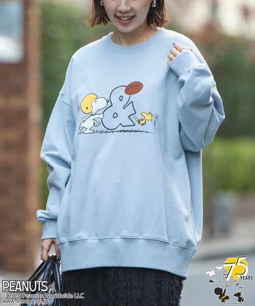 coen(コーエン)の「PEANUTS(ピーナッツ)×coen 裏毛クルーネックスウェット(Tシャツ/カットソー・レディース・ライトグレー/ダークグレー/ライトブルー/クリーム・M/L)」の1枚目の写真