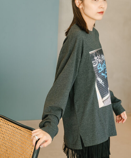 Kastane（カスタネ）の「*PHOTOロンTEE（Tシャツ/カットソー・レディース・チャコールグレー/ホワイト・FREE）」の22枚目の写真