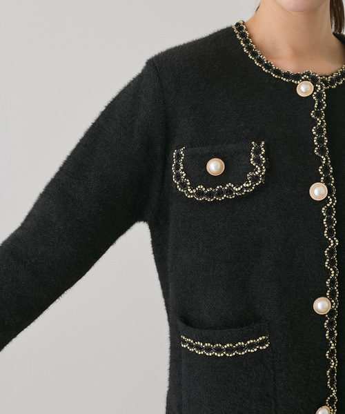 ★mika.★美品★meraki メラキパールボタンノーカラージャケット 美品☆meraki メラキ パールボタンノーカラージャケットコート