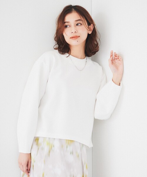 UNTITLED(アンタイトル)の「【洗える/後ろファスナー】ダンボールプルオーバー(Tシャツ/カットソー・レディース・ブラック/オフホワイト・00/02/04/44/48/50)」の1枚目の写真