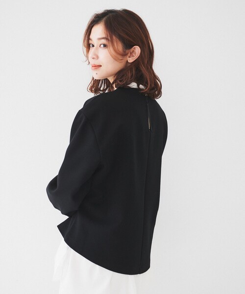UNTITLED(アンタイトル)の「【洗える/後ろファスナー】ダンボールプルオーバー(Tシャツ/カットソー・レディース・ブラック/オフホワイト・00/02/04/44/48/50)」の11枚目の写真