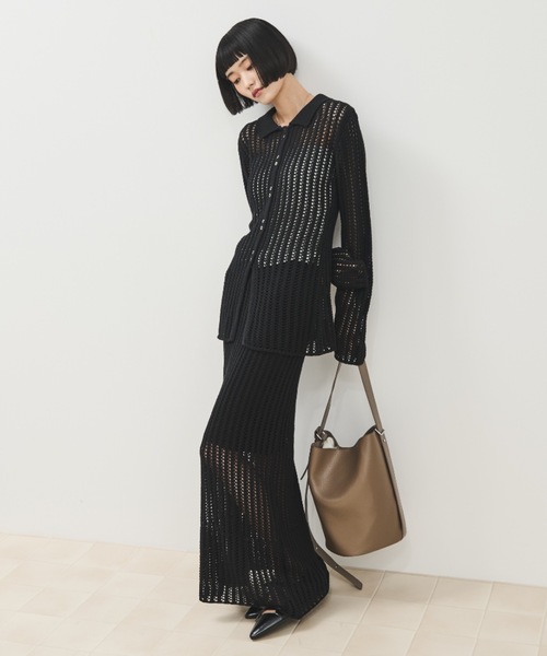 メッシュポロニットプルオーバー/カーデ（ポロシャツ）｜Shelly island