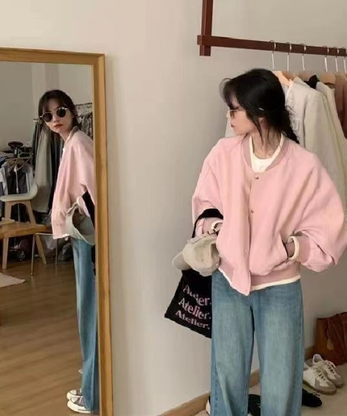 Per sist ence(パーシエンス)の「バイカラーショート丈スタジャン(ブルゾン・レディース・ベージュ/ピンク/ブラック・LARGE/X-LARGE/MEDIUM)」の20枚目の写真