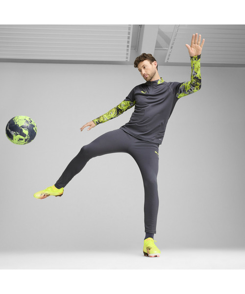M Puma サッカー ジャージセット M グレー/ネオンイエロー セール】PUMA プーマ メンズ サッカー INDIVIDUAL CUP 1/4 ジップ