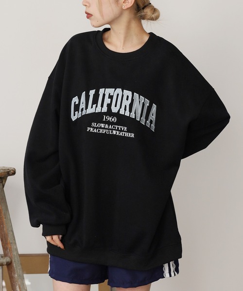 ROOPTOKYO(ループトウキョウ)の「オーバーサイズ カレッジロゴ リブスウェット(スウェット・レディース・ブラック/グレー/ピンク/ベージュ/ネイビー・FREE)」の2枚目の写真