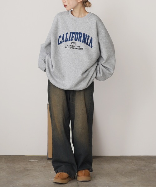 ROOPTOKYO(ループトウキョウ)の「オーバーサイズ カレッジロゴ リブスウェット(スウェット・レディース・ブラック/グレー/ピンク/ベージュ/ネイビー・FREE)」の14枚目の写真