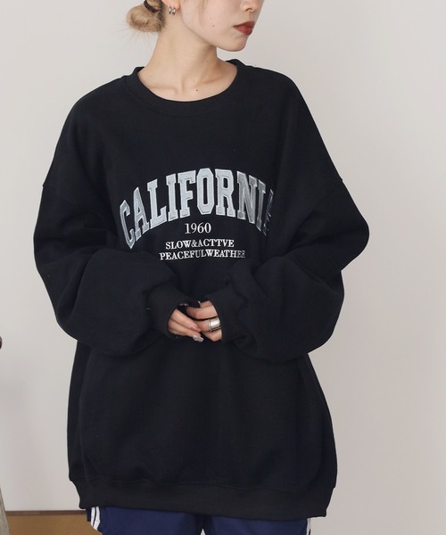 ROOPTOKYO(ループトウキョウ)の「オーバーサイズ カレッジロゴ リブスウェット(スウェット・レディース・ブラック/グレー/ピンク/ベージュ/ネイビー・FREE)」の7枚目の写真