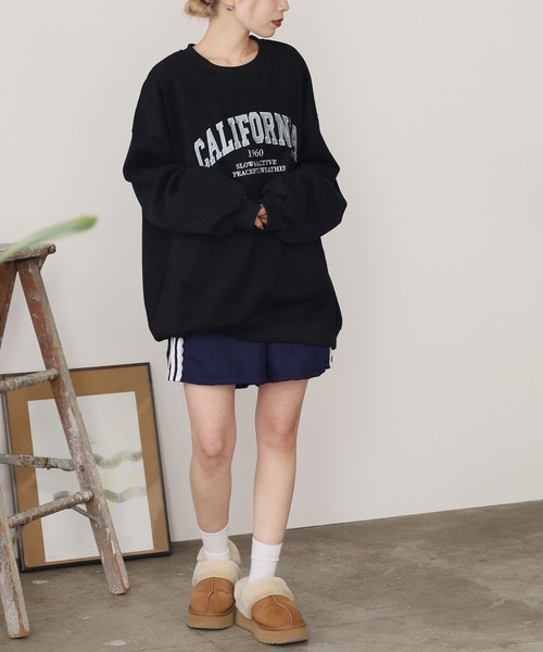 ROOPTOKYO(ループトウキョウ)の「オーバーサイズ カレッジロゴ リブスウェット(スウェット・レディース・ブラック/グレー/ピンク/ベージュ/ネイビー・FREE)」の9枚目の写真