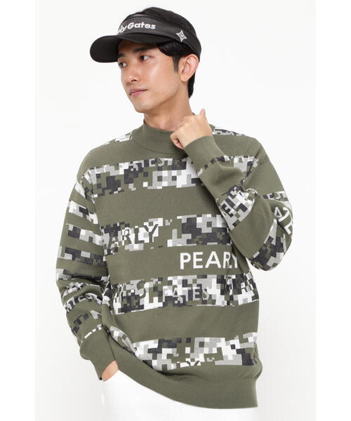 PEARLY GATES（パーリーゲイツ）の「【PEARLY GATES】ピクセルカモボーダージャガード カシミヤタッチコットンモックネックニットプルオーバー（ニット/セーター・メンズ・ダークインディゴブルー/カーキオリーブ/グレー系その他・X-LARGE/XX-LARGE）」の3枚目の写真