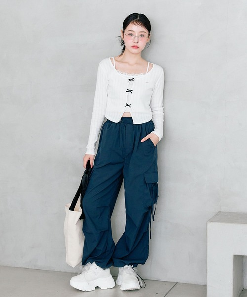 OLIVE des OLIVE(オリーブデオリーブ)の「ゆるたぽリボンカーゴパンツ(その他パンツ・レディース・オフホワイト/チャコールグレー/ピンク/その他/ネイビー・FREE)」の18枚目の写真