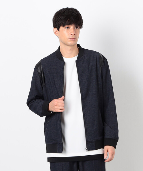 COMME CA ISM（コムサイズム）の「【セットアップ対応】デニムライクジャージ テディブルゾン（ブルゾン・メンズ・ブラック/ネイビー・MEDIUM/LARGE）」の2枚目の写真