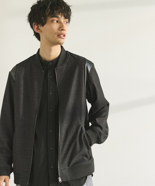 COMME CA ISM（コムサイズム）の「【セットアップ対応】デニムライクジャージ テディブルゾン（ブルゾン・メンズ・ブラック/ネイビー・MEDIUM/LARGE）」の3枚目の写真