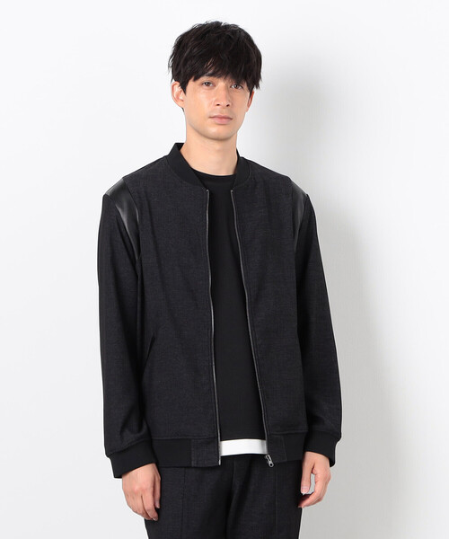 COMME CA ISM（コムサイズム）の「【セットアップ対応】デニムライクジャージ テディブルゾン（ブルゾン・メンズ・ブラック/ネイビー・MEDIUM/LARGE）」の6枚目の写真