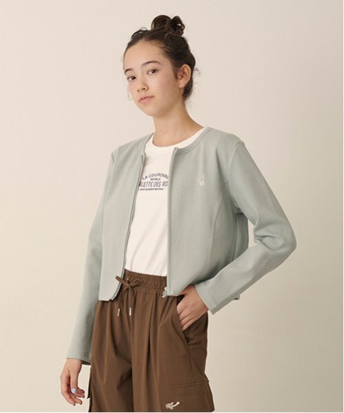 セール】ノーカラーZIPカーデTシャツセット（Tシャツ/カットソー