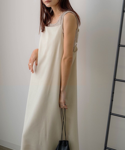 NOAHL（ノアル）の「【NOAHL】MIXツイルキャミソールワンピース（ワンピース・レディース・ブラック/ベージュ/グリーン系/ブラウン・M/S）」の5枚目の写真