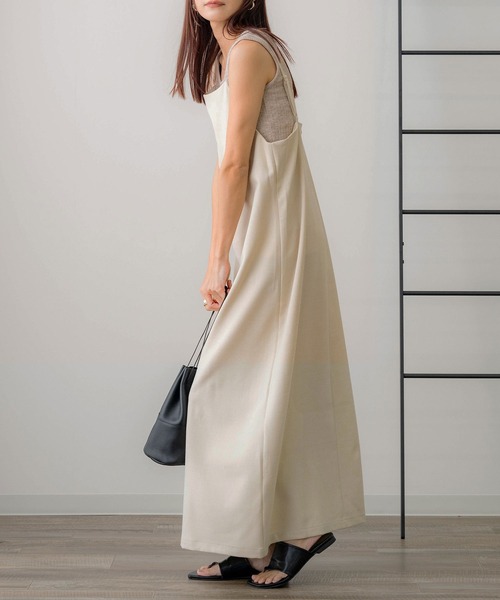 NOAHL（ノアル）の「【NOAHL】MIXツイルキャミソールワンピース（ワンピース・レディース・ブラック/ベージュ/グリーン系/ブラウン・M/S）」の7枚目の写真