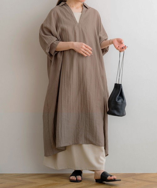 NOAHL（ノアル）の「【NOAHL】MIXツイルキャミソールワンピース（ワンピース・レディース・ブラック/ベージュ/グリーン系/ブラウン・M/S）」の14枚目の写真