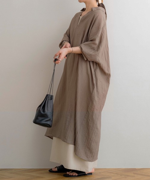 NOAHL（ノアル）の「【NOAHL】MIXツイルキャミソールワンピース（ワンピース・レディース・ブラック/ベージュ/グリーン系/ブラウン・M/S）」の15枚目の写真