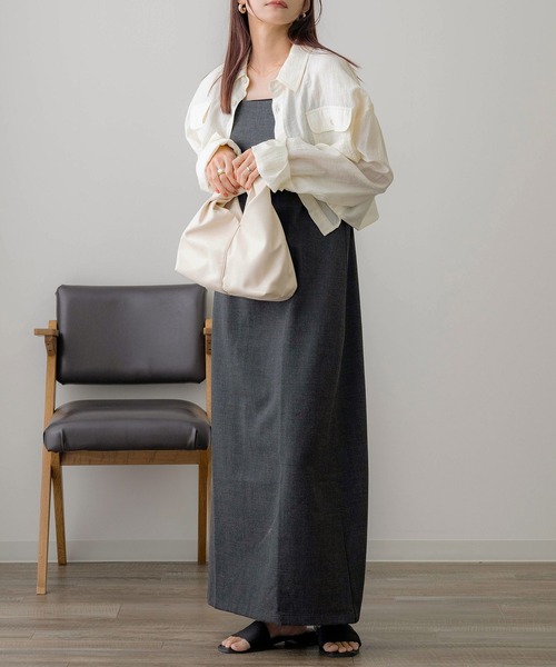 NOAHL（ノアル）の「【NOAHL】MIXツイルキャミソールワンピース（ワンピース・レディース・ブラック/ベージュ/グリーン系/ブラウン・M/S）」の19枚目の写真