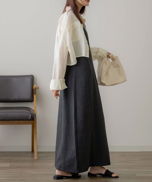 NOAHL（ノアル）の「【NOAHL】MIXツイルキャミソールワンピース（ワンピース・レディース・ブラック/ベージュ/グリーン系/ブラウン・M/S）」の21枚目の写真