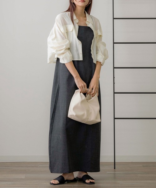 NOAHL（ノアル）の「【NOAHL】MIXツイルキャミソールワンピース（ワンピース・レディース・ブラック/ベージュ/グリーン系/ブラウン・M/S）」の22枚目の写真