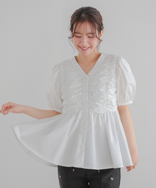 【美品】fitmore ブラウス フロントスカラップペプラムブラウス（シャツ/ブラウス）｜Fit
