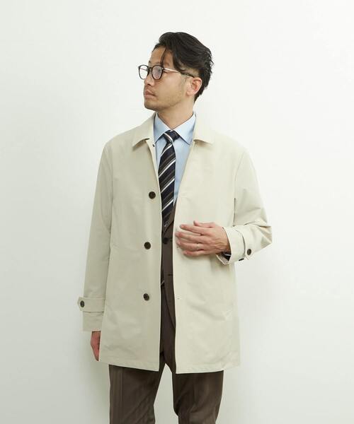 MEN'S MELROSE（メンズメルローズ）の「《WEB限定》4WAYクロスバルカラースプリングコート | 撥水 / 軽量 / ストレッチ / イージーケア（ステンカラーコート・メンズ・チャコールグレー/ベージュ/ネイビー・3/4/5）」の18枚目の写真