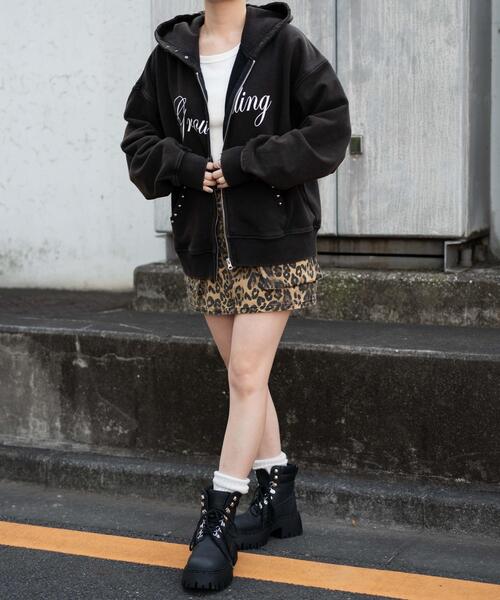 WEGO（ウィゴー）の「WEGO/ヴィンテージライクスタッズジップパーカー（パーカー・レディース・ブラウン/ブラック・FREE）」の11枚目の写真