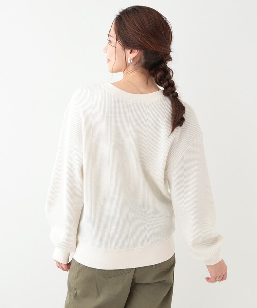 SHOO・LA・RUE(シューラルー)の「【洗える/S-LL/前後2WAY】きらっと光るラメが目を惹く ワッフルトップス(Tシャツ/カットソー・レディース・ライトグレー/オフホワイト/イエロー系その他・01/02/03/04)」の7枚目の写真