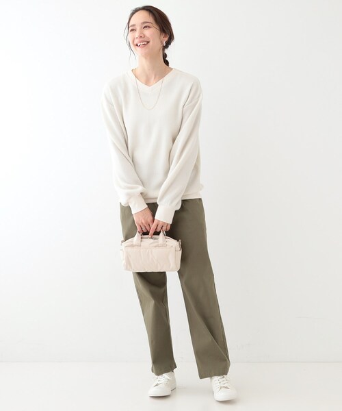 SHOO・LA・RUE(シューラルー)の「【洗える/S-LL/前後2WAY】きらっと光るラメが目を惹く ワッフルトップス(Tシャツ/カットソー・レディース・ライトグレー/オフホワイト/イエロー系その他・01/02/03/04)」の9枚目の写真
