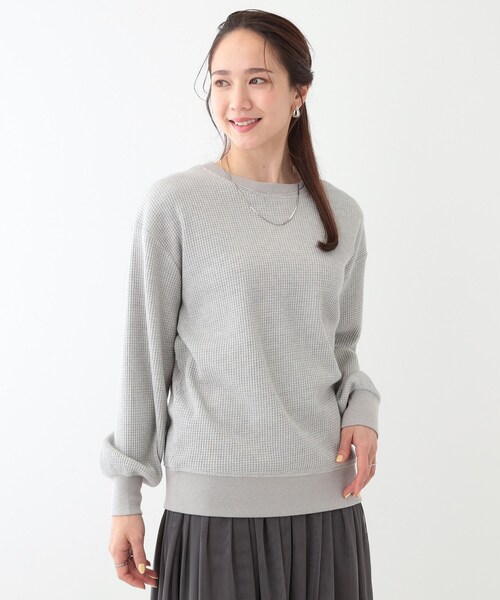 SHOO・LA・RUE(シューラルー)の「【洗える/S-LL/前後2WAY】きらっと光るラメが目を惹く ワッフルトップス(Tシャツ/カットソー・レディース・ライトグレー/オフホワイト/イエロー系その他・01/02/03/04)」の11枚目の写真