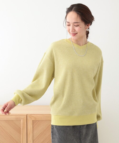 SHOO・LA・RUE(シューラルー)の「【洗える/S-LL/前後2WAY】きらっと光るラメが目を惹く ワッフルトップス(Tシャツ/カットソー・レディース・ライトグレー/オフホワイト/イエロー系その他・01/02/03/04)」の20枚目の写真