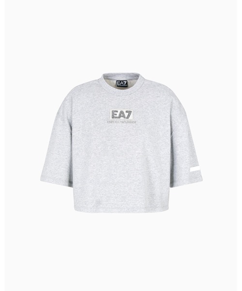EMPORIO ARMANI EA7（エンポリオアルマーニイーエーセブン）の「<オンライン限定>【エンポリオ アルマーニ EA7】Logo Series クロップドTシャツ コットン混紡（Tシャツ/カットソー・レディース・ライトグレー・LARGE/MEDIUM/SMALL/X-SMALL）」の2枚目の写真