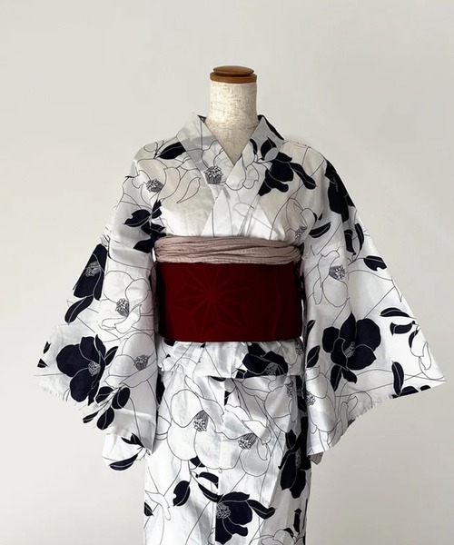 浴衣・白(花柄）