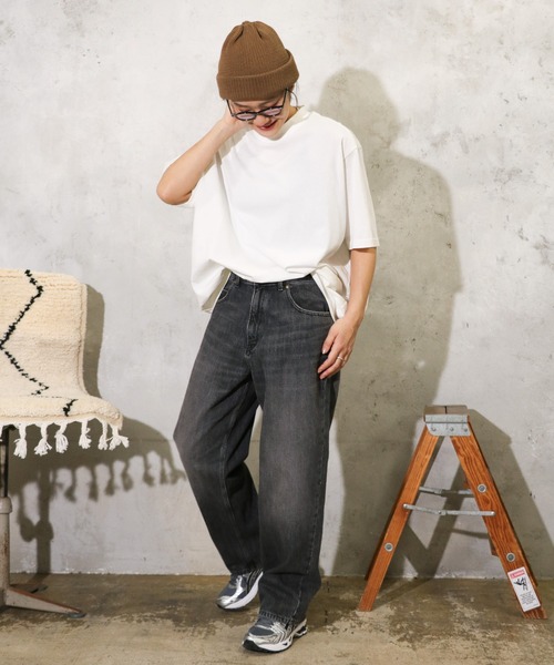 GUNG HO（ガンホー）の「GUNG HO / ガンホー DENIM TAPARED PANTS デニム テーパードパンツ ユーズド加工 ケミカルウォッシュ（デニムパンツ・メンズ・ブラック系その他/ブルー/ブラック/ライトブルー・SMALL/MEDIUM/LARGE/X-LARGE/X-SMALL）」の7枚目の写真