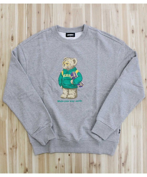 NERDY（ノルディ）の「NERDY クレバーネディスウェットシャツ CLEVER NEDDY SWEATSHIRT（スウェット・メンズ・ネイビー/グレー・S/M/L）」の4枚目の写真