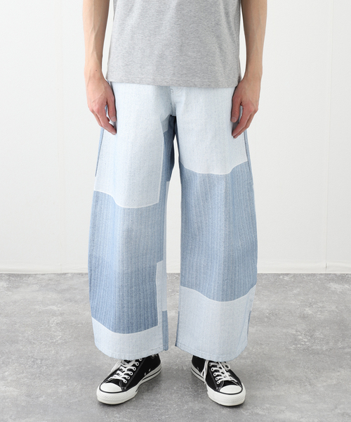 417 EDIFICE（フォーワンセブンエディフィス）の「Coating DENIM カーブレッグパンツ（デニムパンツ・メンズ・ホワイト/ネイビー・MEDIUM/LARGE）」の12枚目の写真