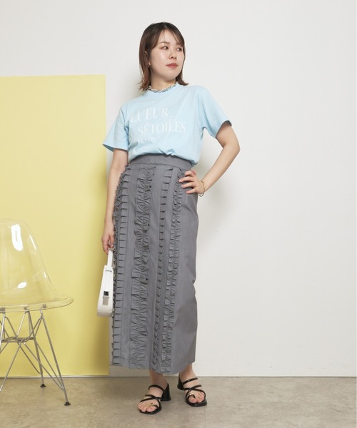 palm RICHE(ポームリシュ)の「LUEUR フロッキーロゴT 半袖(Tシャツ/カットソー・レディース・オフホワイト/ライトブルー/チャコールグレー・M)」の9枚目の写真